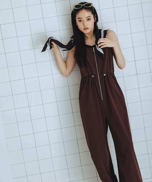 SENSE OF PLACE by URBAN RESEARCH（センスオブプレイスバイアーバンリサーチ）の「撥水UVカットウエストドローオールインワン（サロペット/オーバーオール・レディース・ブラウン/ベージュ/ブラック・MEDIUM/SMALL）」の13枚目の写真