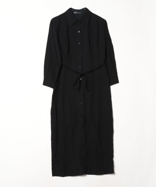 FREE STYLISTS(フリー スタイリスト)の「ウエスト切り替えタックロングシャツワンピース(シャツワンピース・レディース・ブラック/ベージュ・M/L)」の12枚目の写真