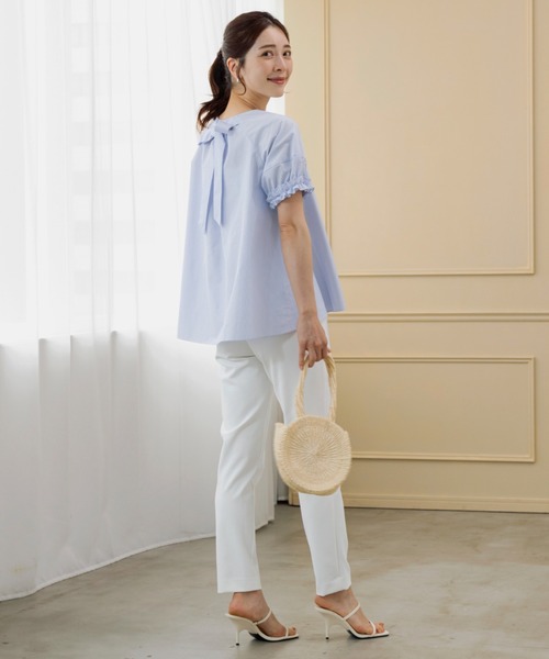 Sono - sono ソーノ　ホワイト　華奢見え　半袖　Tシャツ　ブラウス　ハイブリッド Sono - 1 sono ホワイト パフィスリーブハイブリッドTEE