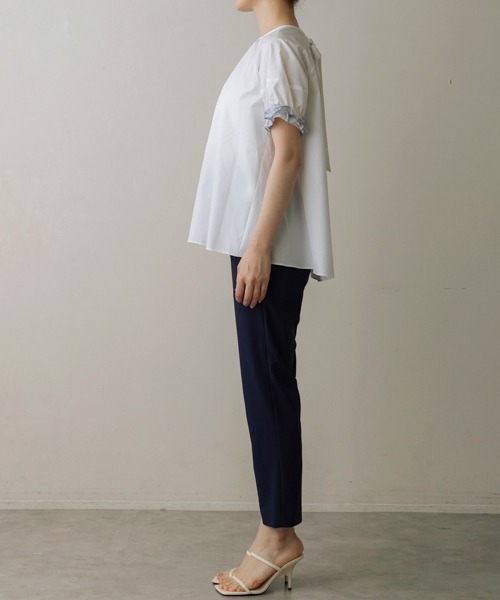 Sono - sono ソーノ　ホワイト　華奢見え　半袖　Tシャツ　ブラウス　ハイブリッド Sono - 1 sono ホワイト パフィスリーブハイブリッドTEE