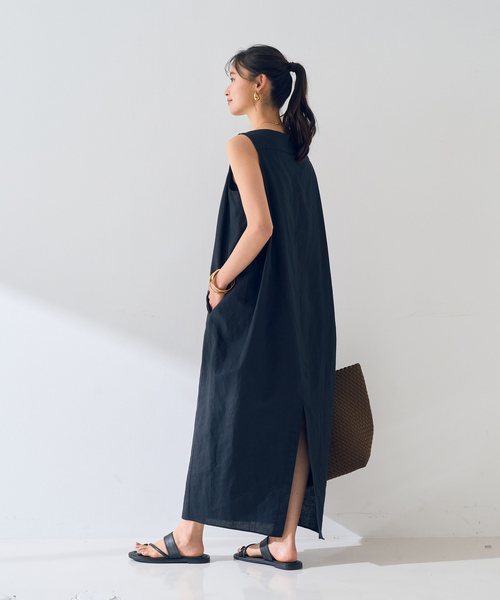 Rouge vif Anna(ルージュヴィフアンナ)の「麻混ノースリーブ後ろタックワンピース(ワンピース・レディース・ブラック/ブラウン・38/36)」の22枚目の写真