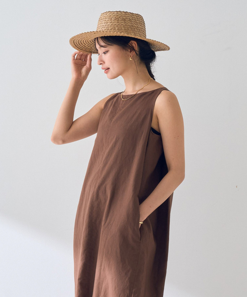 Rouge vif Anna(ルージュヴィフアンナ)の「麻混ノースリーブ後ろタックワンピース(ワンピース・レディース・ブラック/ブラウン・38/36)」の18枚目の写真