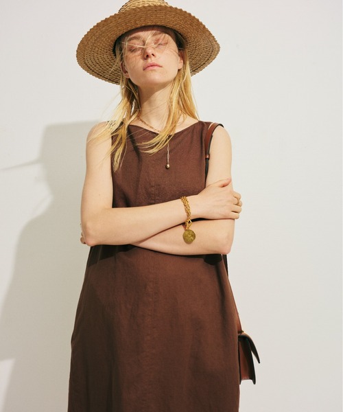 麻混ノースリーブ後ろタックワンピース（ワンピース）｜Rouge vif Anna