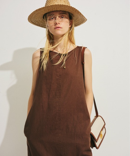 麻混ノースリーブ後ろタックワンピース（ワンピース）｜Rouge vif Anna