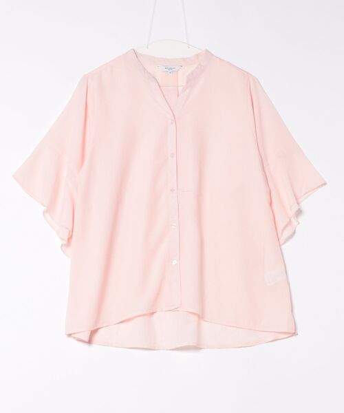 m.f.editorial(エムエフエディトリアル)の「【UVカット 高通気 イージーケア】m.f.エディトリアル レディース 袖フレア 前開き マオカラー チュニック(シャツ/ブラウス・レディース・ベージュ/ピンク系その他・MEDIUM/LARGE)」の3枚目の写真