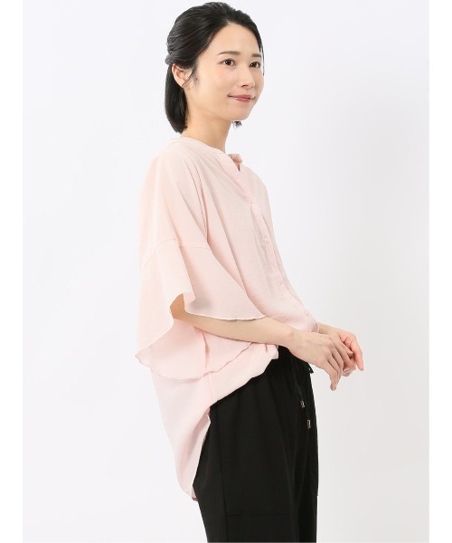m.f.editorial(エムエフエディトリアル)の「【UVカット 高通気 イージーケア】m.f.エディトリアル レディース 袖フレア 前開き マオカラー チュニック(シャツ/ブラウス・レディース・ベージュ/ピンク系その他・MEDIUM/LARGE)」の14枚目の写真