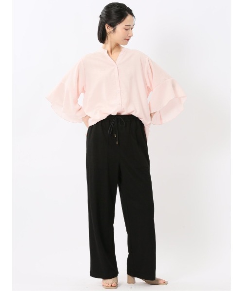 m.f.editorial(エムエフエディトリアル)の「【UVカット 高通気 イージーケア】m.f.エディトリアル レディース 袖フレア 前開き マオカラー チュニック(シャツ/ブラウス・レディース・ベージュ/ピンク系その他・MEDIUM/LARGE)」の15枚目の写真