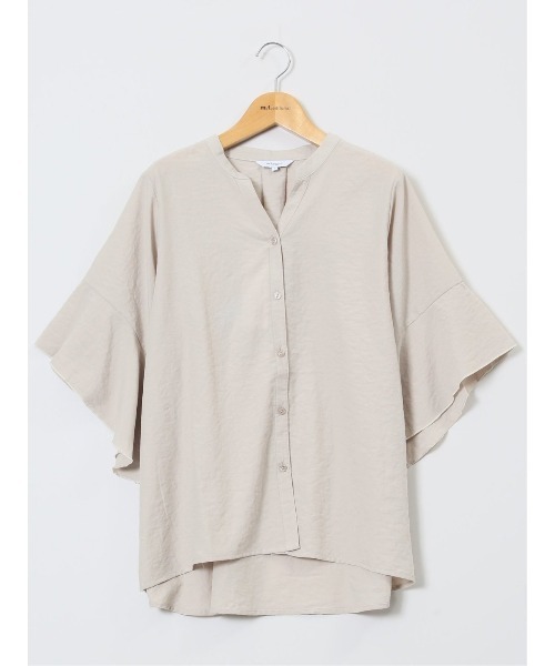 m.f.editorial(エムエフエディトリアル)の「【UVカット 高通気 イージーケア】m.f.エディトリアル レディース 袖フレア 前開き マオカラー チュニック(シャツ/ブラウス・レディース・ベージュ/ピンク系その他・MEDIUM/LARGE)」の16枚目の写真