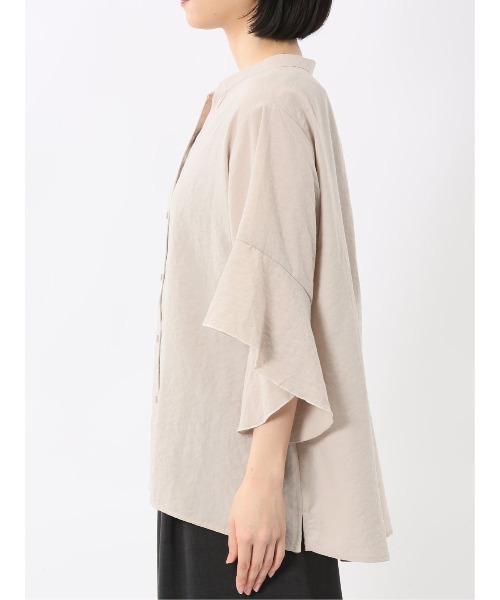 m.f.editorial(エムエフエディトリアル)の「【UVカット 高通気 イージーケア】m.f.エディトリアル レディース 袖フレア 前開き マオカラー チュニック(シャツ/ブラウス・レディース・ベージュ/ピンク系その他・MEDIUM/LARGE)」の18枚目の写真