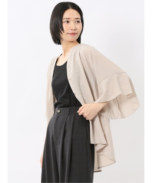 m.f.editorial(エムエフエディトリアル)の「【UVカット 高通気 イージーケア】m.f.エディトリアル レディース 袖フレア 前開き マオカラー チュニック(シャツ/ブラウス・レディース・ベージュ/ピンク系その他・MEDIUM/LARGE)」の22枚目の写真