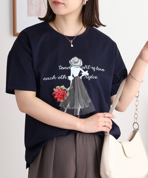 tシャツ Anna Nicola ガールデザイン半袖Tシャツ レディース セール】Anna Nicola ガールデザイン半袖Tシャツ（Tシャツ