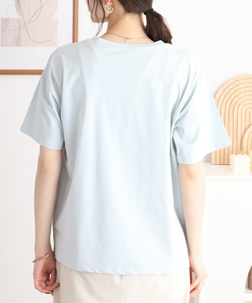 Anna Nicola(アンナニコラ)の「Anna Nicola ガールデザイン半袖Tシャツ(Tシャツ/カットソー・レディース・ネイビー/サックスブルー/オフホワイト・38)」の18枚目の写真