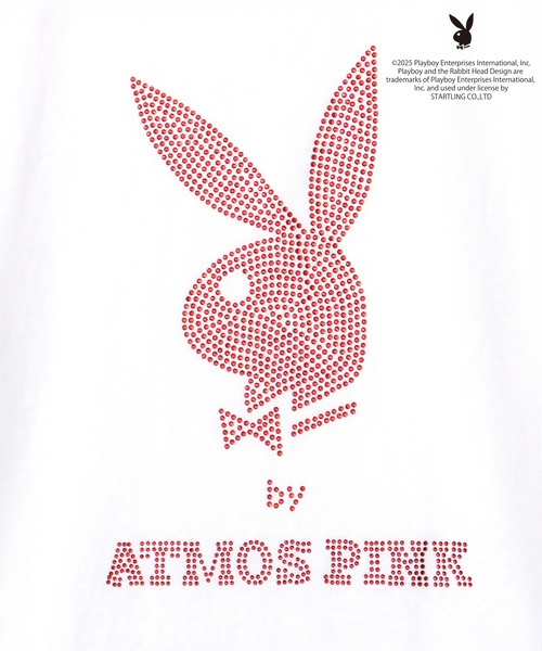 PLAYBOY（プレイボーイ）の「PLAYBOY x atmos pink Rhinestone T-shirt / プレイボーイ アトモス ピンク ラインストーン T シャツ 【SP】（Tシャツ/カットソー・レディース・ホワイト・FREE）」の4枚目の写真