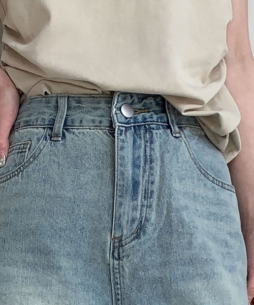 LOWO（ロワ）の「綿混ハイウエストワイドデニムパンツ（デニムパンツ・レディース・ネイビー/インディゴブルー/ブルー・L/M/S）」の8枚目の写真