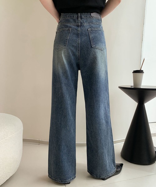 LOWO（ロワ）の「綿混ハイウエストワイドデニムパンツ（デニムパンツ・レディース・ネイビー/インディゴブルー/ブルー・L/M/S）」の15枚目の写真