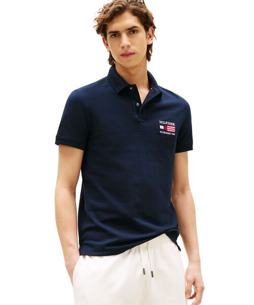 TOMMY HILFIGER(トミーヒルフィガー)の「ヒルフィガーフラッグレギュラーポロ(ポロシャツ・メンズ・ホワイト/ネイビー・X-LARGE/LARGE/MEDIUM/SMALL)」の2枚目の写真