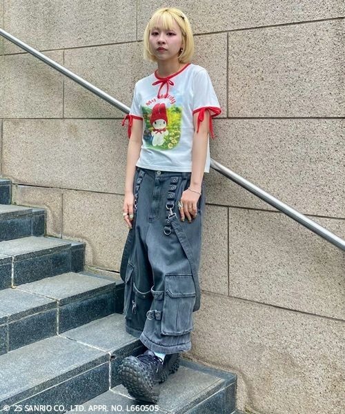 Candy Stripper(キャンディストリッパー)の「【MY MELODY】FANCY トップス(Tシャツ/カットソー・レディース・ピンク/ブラック/オフホワイト・FREE)」の9枚目の写真