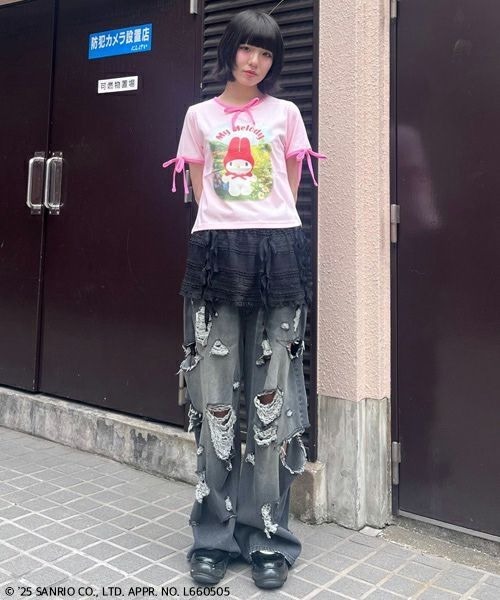 Candy Stripper(キャンディストリッパー)の「【MY MELODY】FANCY トップス(Tシャツ/カットソー・レディース・ピンク/ブラック/オフホワイト・FREE)」の10枚目の写真