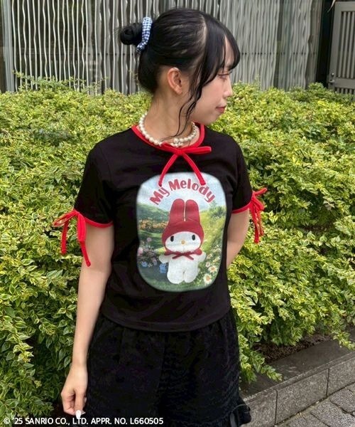 Candy Stripper(キャンディストリッパー)の「【MY MELODY】FANCY トップス(Tシャツ/カットソー・レディース・ピンク/ブラック/オフホワイト・FREE)」の12枚目の写真