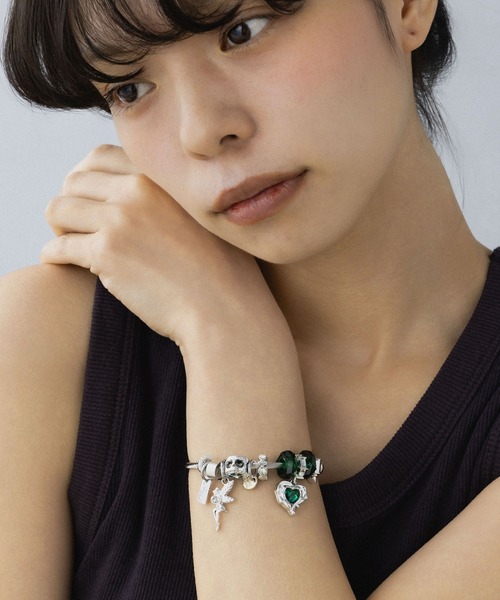 LA MUE】ハートチャームステンレスブレスレット（ブレスレット