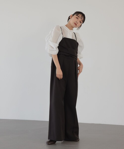 EMMEL REFINES(エメルリファインズ)の「<EMMEL REFINES>EM ギャザースリーブ バンドカラー ブラウス(シャツ/ブラウス・レディース・オフホワイト/ブラック/ダークブラウン・FREE)」の8枚目の写真