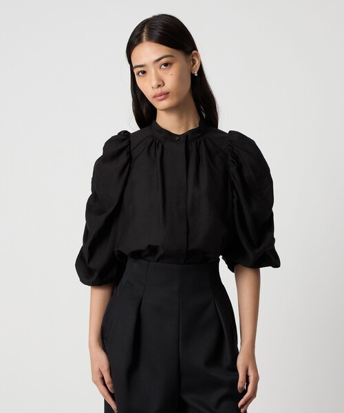 セール】＜EMMEL REFINES＞EM ギャザースリーブ バンドカラー ブラウス