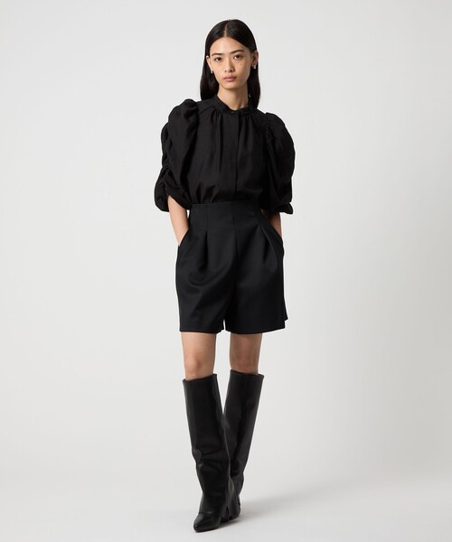 EMMEL REFINES(エメルリファインズ)の「<EMMEL REFINES>EM ギャザースリーブ バンドカラー ブラウス(シャツ/ブラウス・レディース・オフホワイト/ブラック/ダークブラウン・FREE)」の15枚目の写真