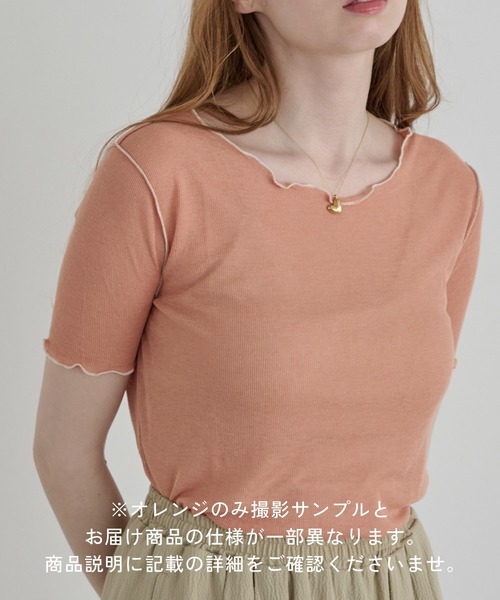 Crisp(クリスプ)の「ショートスリーブシアーメロウTシャツ(Tシャツ/カットソー・レディース・アイボリー/グレー/オレンジ・FREE)」の16枚目の写真