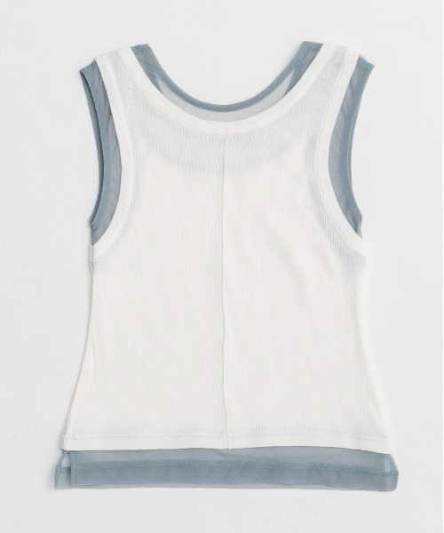 2way Neck Sheer Docking Tank Top/2WAYネックシアードッキング