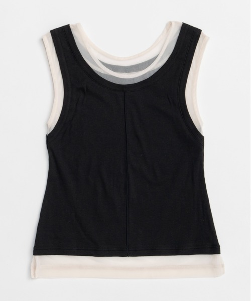 2way Neck Sheer Docking Tank Top/2WAYネックシアードッキング