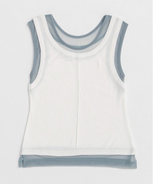 2way Neck Sheer Docking Tank Top/2WAYネックシアードッキング