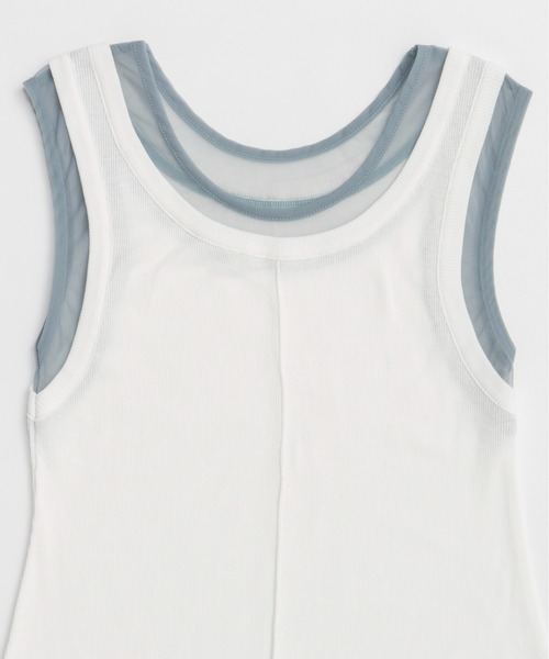2way Neck Sheer Docking Tank Top/2WAYネックシアードッキング