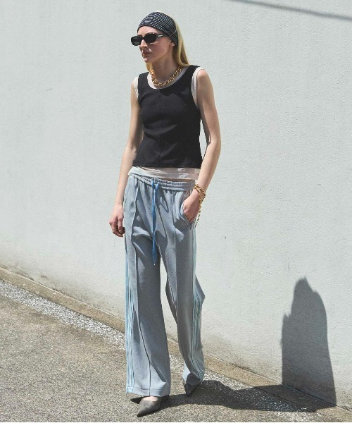 2way Neck Sheer Docking Tank Top/2WAYネックシアードッキング