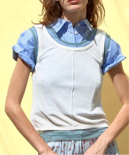 25SUMMER PRE-ORDER】2way Neck Sheer Docking Tank Top/2WAY