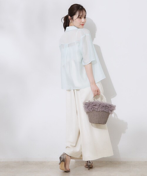 couture brooch(クチュールブローチ)の「麻混リボンキャミサロペット(サロペット/オーバーオール・レディース・キャメル/アイボリー・38)」の20枚目の写真