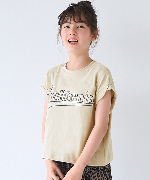 coca(coca)(コカ)の「キッズ 親子お揃い袖ロールアップロゴTシャツ(Tシャツ/カットソー・キッズ・ベージュ/その他1/ブラウン/ライトグレー/ネイビー/チャコール/ワイン/ライトピンク・140/150/120/130)」の4枚目の写真