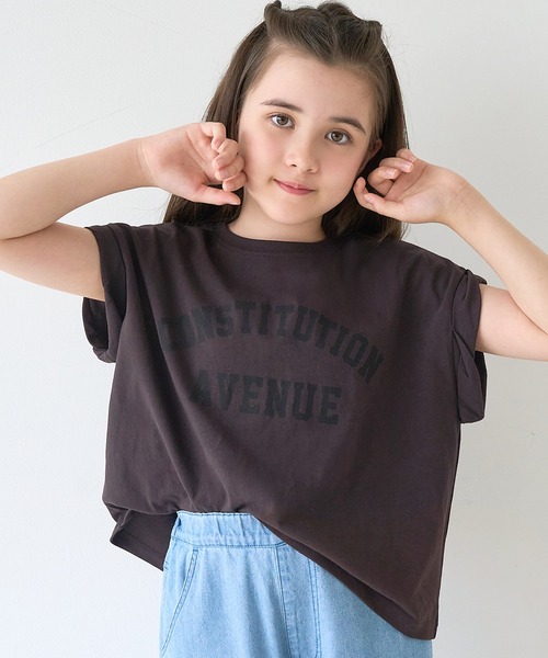 coca(coca)(コカ)の「キッズ 親子お揃い袖ロールアップロゴTシャツ(Tシャツ/カットソー・キッズ・ベージュ/その他1/ブラウン/ライトグレー/ネイビー/チャコール/ワイン/ライトピンク・140/150/120/130)」の3枚目の写真