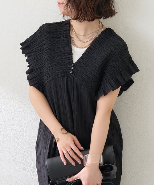 Remind me and forever（リマインドミーアンドフォーエバー）の「シャーリングサロペット（ワンピース・レディース・ブラウン/ライム/ブラック・FREE）」の18枚目の写真