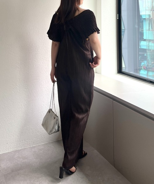 Remind me and forever（リマインドミーアンドフォーエバー）の「シャーリングサロペット（ワンピース・レディース・ブラウン/ライム/ブラック・FREE）」の13枚目の写真