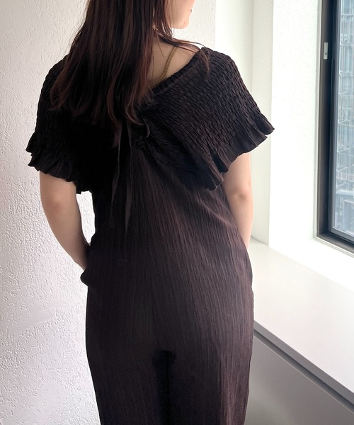 Remind me and forever（リマインドミーアンドフォーエバー）の「シャーリングサロペット（ワンピース・レディース・ブラウン/ライム/ブラック・FREE）」の10枚目の写真