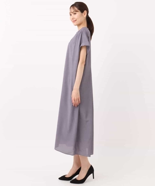 MK MICHEL KLEIN（エムケーミッシェルクラン）の「ベルト付きキーネックワンピース/洗える（ワンピース・レディース・モカ/パープル・38）」の8枚目の写真