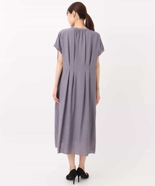 MK MICHEL KLEIN（エムケーミッシェルクラン）の「ベルト付きキーネックワンピース/洗える（ワンピース・レディース・モカ/パープル・38）」の9枚目の写真