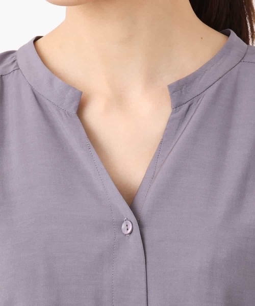 MK MICHEL KLEIN（エムケーミッシェルクラン）の「ベルト付きキーネックワンピース/洗える（ワンピース・レディース・モカ/パープル・38）」の10枚目の写真