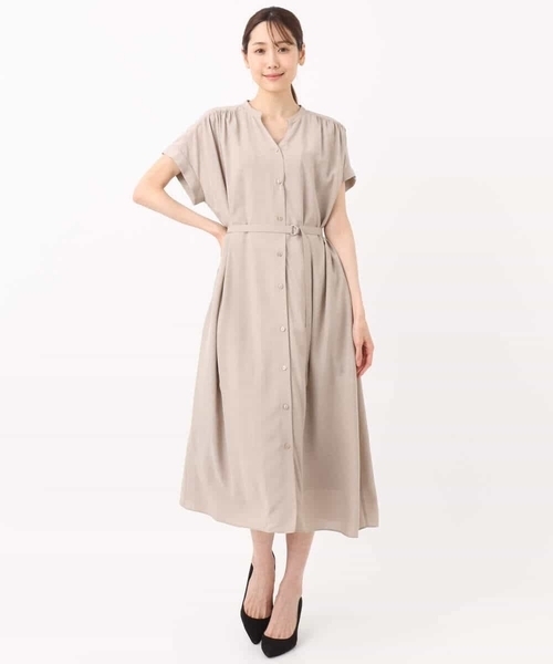 MK MICHEL KLEIN（エムケーミッシェルクラン）の「ベルト付きキーネックワンピース/洗える（ワンピース・レディース・モカ/パープル・38）」の16枚目の写真