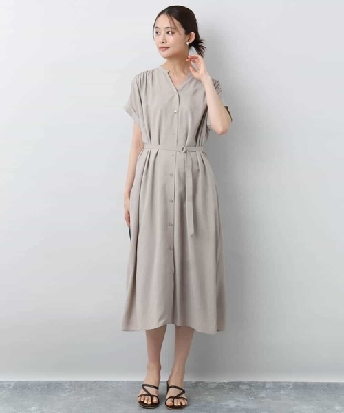 MK MICHEL KLEIN（エムケーミッシェルクラン）の「ベルト付きキーネックワンピース/洗える（ワンピース・レディース・モカ/パープル・38）」の19枚目の写真