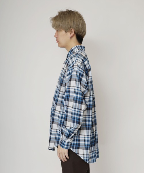 SERO(セロ)の「SERO/セロ B.D WIDE SHIRT MADRAS CHECK マドラスチェックシャツ ビッグシルエット(シャツ/ブラウス・レディース・ブルー・15 )」の20枚目の写真