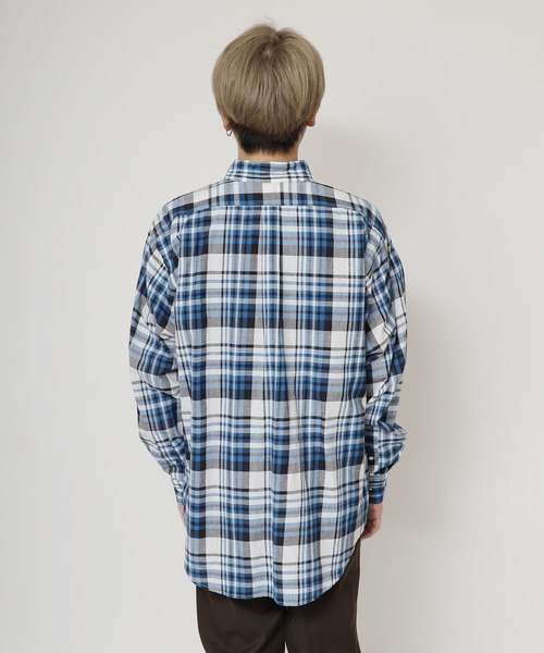 SERO(セロ)の「SERO/セロ B.D WIDE SHIRT MADRAS CHECK マドラスチェックシャツ ビッグシルエット(シャツ/ブラウス・レディース・ブルー・15 )」の21枚目の写真