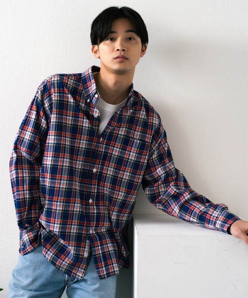 SERO(セロ)の「SERO/セロ B.D WIDE SHIRT MADRAS CHECK マドラスチェックシャツ ビッグシルエット(シャツ/ブラウス・レディース・ブルー・15 )」の2枚目の写真