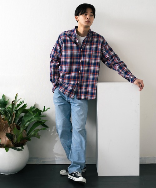 SERO(セロ)の「SERO/セロ B.D WIDE SHIRT MADRAS CHECK マドラスチェックシャツ ビッグシルエット(シャツ/ブラウス・レディース・ブルー・15 )」の4枚目の写真