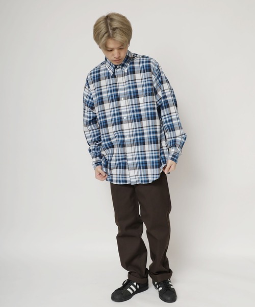 SERO(セロ)の「SERO/セロ B.D WIDE SHIRT MADRAS CHECK マドラスチェックシャツ ビッグシルエット(シャツ/ブラウス・レディース・ブルー・15 )」の7枚目の写真